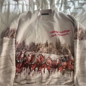 Abercrombie & Fitch Holiday Greetings Sweater - Cream and Red